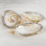 Ornamented Cabebe Shell Decorative Footed Tray (Assorted Designs)