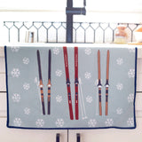 Nordic Ski Blue Kitchen Tea Towel