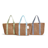 Woven Thermal Lunch Tote with Stripped Handles (Assorted Colors)