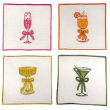 "Cheers" Embroidered Cocktail Napkins (Set of 4)