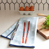 Nordic Ski Blue Kitchen Tea Towel