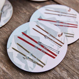 Nordic Ski Round Coasters (Set of 4)