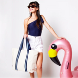 Two Tone Blue Hamptons Beach Tote Bag