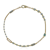 Gold Moonstone, Aquamarine and Pearl Short Necklace
