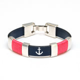 Chatham Bracelet - Navy/Coral/Silver