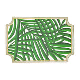Green & White Decorative Tray with Gold Accents