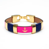Chatham Bracelet - Neon Pink/Navy/Gold