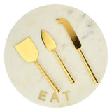 EAT Marble Cheese Board with Gold Knives Set