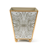 Faux Bois 4" Enameled Square Cachepot