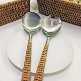 Rattan Stainless Steel Serving Pieces (Set of 2)
