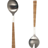 Rattan Stainless Steel Serving Pieces (Set of 2)