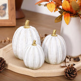 White and Gold Stripe Decorative Pumpkin (Assorted Sizes)