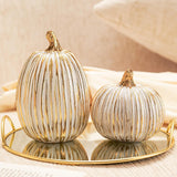 White and Gold Decorative Pumpkin (Assorted Sizes)