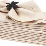 Tan Flax Linen Hemstitched Napkin