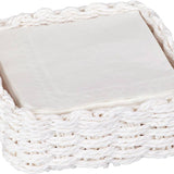 Paper Cocktail Napkin Woven Caddy in White