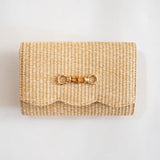 Scalloped Bamboo Toggle Straw Clutch