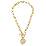 Handcast Gold Intaglio Coin Front Toggle Necklace