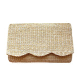 Scalloped Bamboo Toggle Straw Clutch