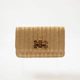 Bamboo Toggle Gold Straw Clutch