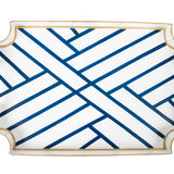 Blue & White Decorative Tray with Gold Accents